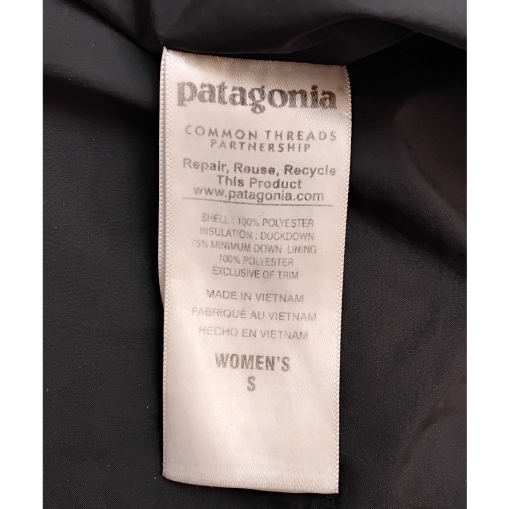 Patagonia Down Parka Women's S Black Hooded Puffer Long - Picture 6 of 14